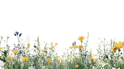 Wildflowers and grass growing with transparent background for easy integration © Krtola 