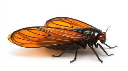 Fototapeta premium Vibrant Insect with Orange Wings and Distinctive Red Eyes