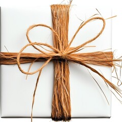 Elegant White Gift Box Tied with Natural Twine Ribbon for Celebration