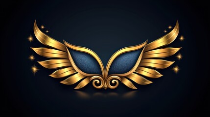 Golden Winged Emblem on Deep Blue for Luxurious Design Elements