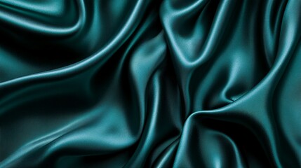 Obraz premium Teal Silk Draped Fabric Soft Luxurious Texture