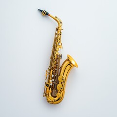Naklejka premium Bright Gold Saxophone on White Background for Music Lovers and Artists