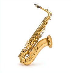 Elegant Golden Saxophone on White Background for Music Lovers