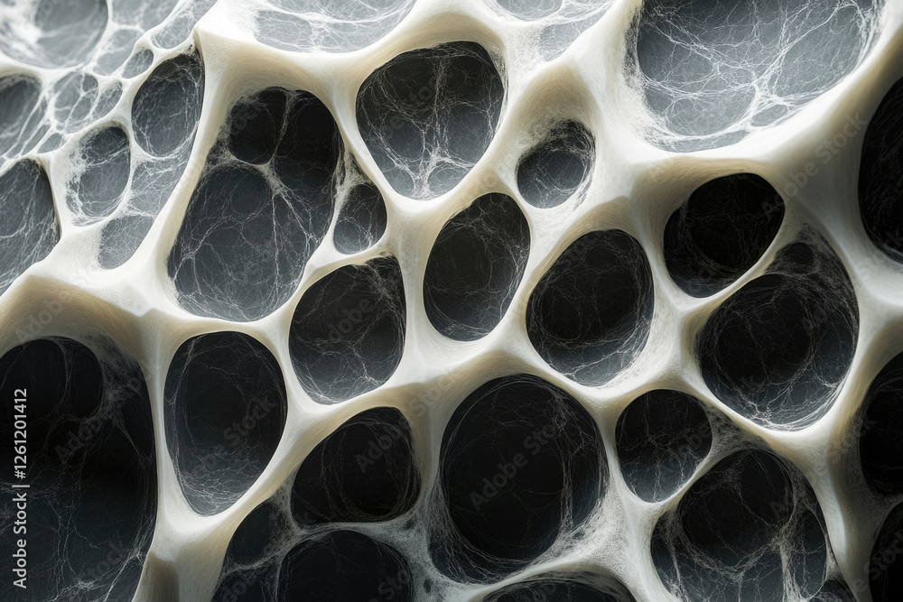 Leinwandbilder Abstract 3D render of interconnected organic forms resembling a porous network or intricate web structure.