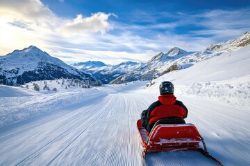 Andorre: Snow-Covered Mountains with Skiers and Sledding Enthusiasts Enjoying Winter Wonderland