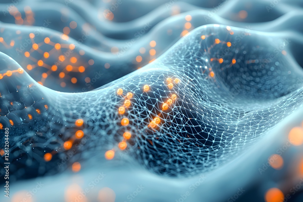 Aufkleber dynamic wave patterns showcase molecular structures in nanotechnology. generative ai.