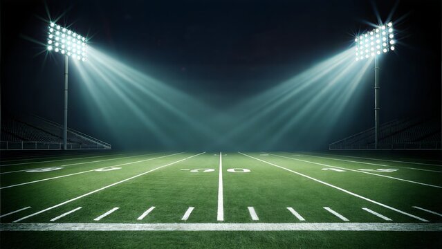 Night Football Field Stadium Lights Game Gridiron American Sport