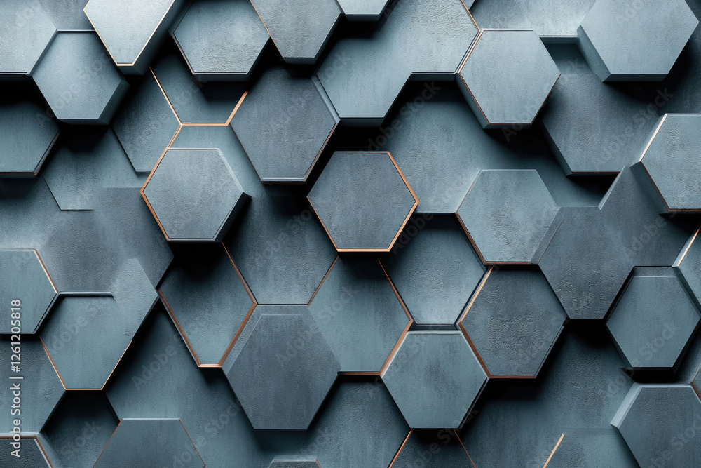 Aufkleber abstract background with gray hexagonal shapes and copper accents. geometric pattern.