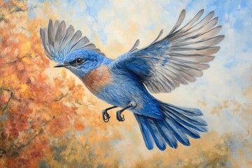 Graceful Bluebird Soaring Through Nature's Canvas. A Vivid Display of Wild Avian Beauty