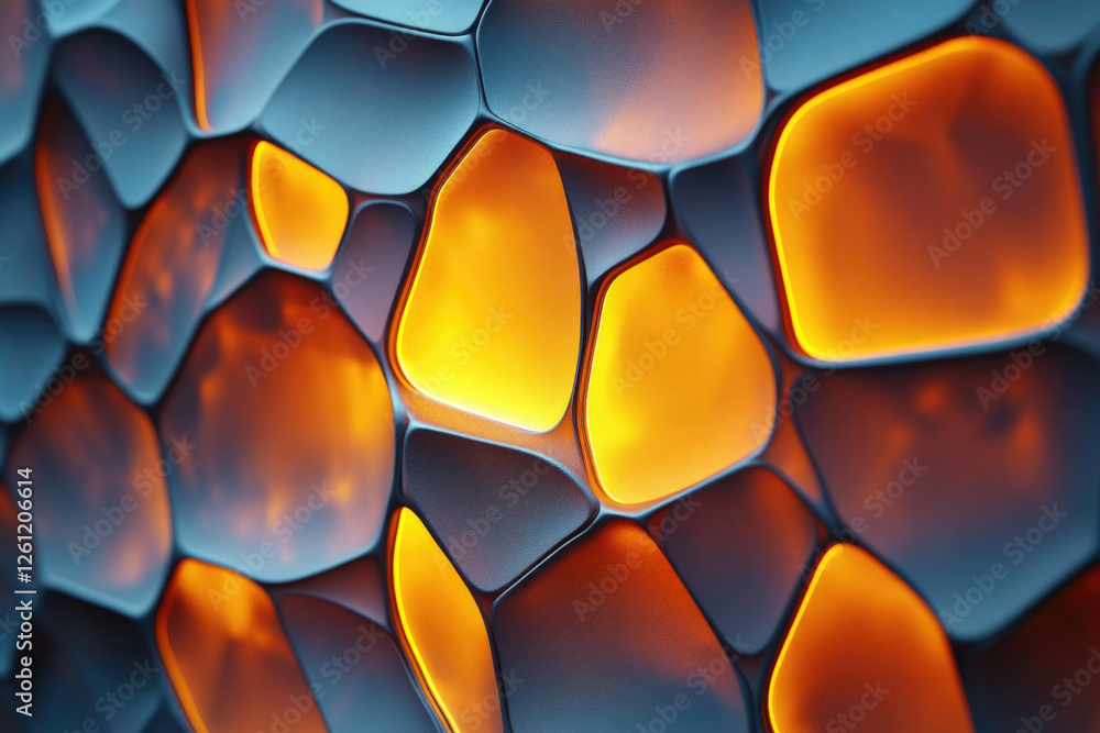 Aufkleber Abstract 3D rendering of a metallic structure with glowing orange accents, creating a futuristic and organic design.