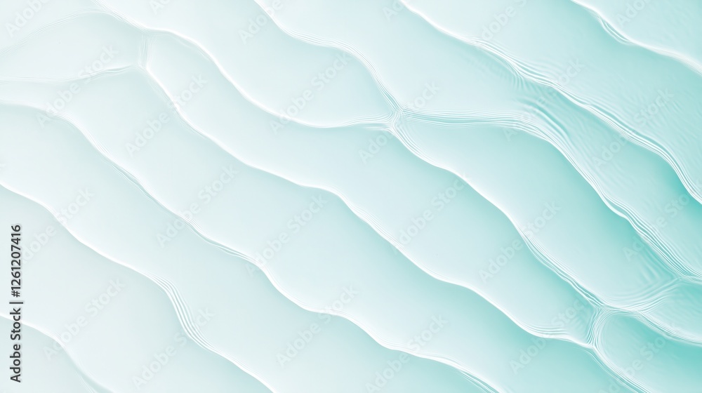 Poster Delicate light green waves flowing softly, creating serene background for minimalist designs emphasizing tranquility and sophisticated visual aesthetics