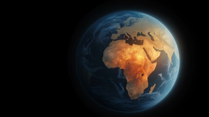 View of Earth highlighting Africa with vibrant colors against a dark background