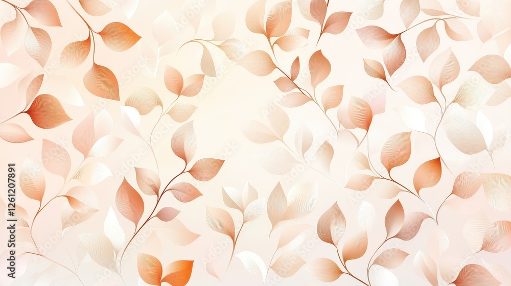 Poster soft and elegant leaf pattern in warm tones for background design