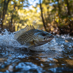 Fish jumping out of the river