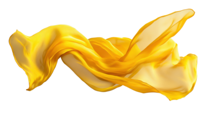 Smooth elegant golden cloth flowing on transparent background
