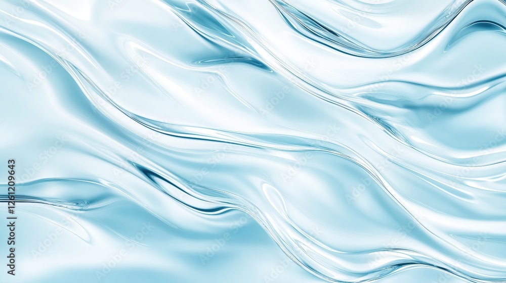 Poster soft azure curves undulating gently, representing fluid movement and tranquility, perfect for wellne