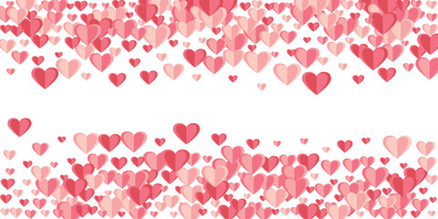 Papercut sweet heart shapes beautiful vector background. Women's Day decor. Banner background. Cute heart love symbols scatter.