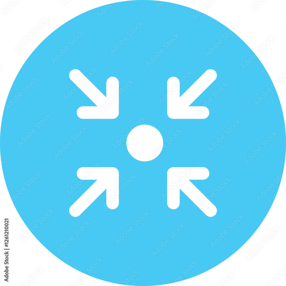 Aufkleber minimize icon four 4 arrows icon meeting point, rally compact size small scale arrows icons. shrink 