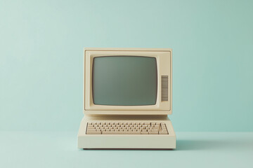 retro old computer isolated on blank background mock up