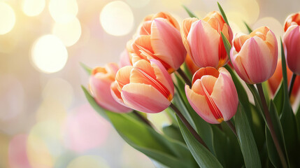 Fototapeta premium Soft and radiant Women’s History Month poster with blooming tulips