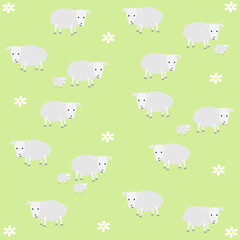 Sheep on a green background. A simple and cute set