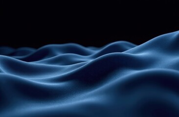 Obraz premium An abstract composition of smooth, flowing wave patterns in shades of blue and white, isolated on a deep black background