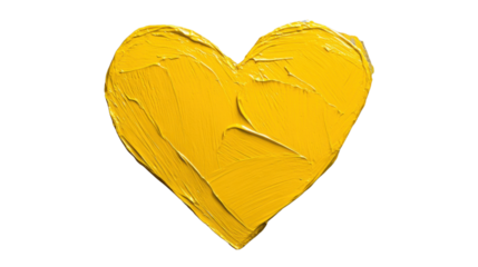 Yellow painted heart shape with transparent background