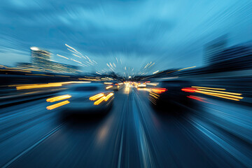 City highway night traffic blur motion