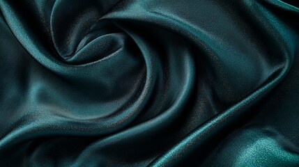 Obraz premium Teal Silk Fabric Draped in Elegant Swirls
