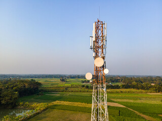 Telecommunication Tower in Rural Village of Bangladesh