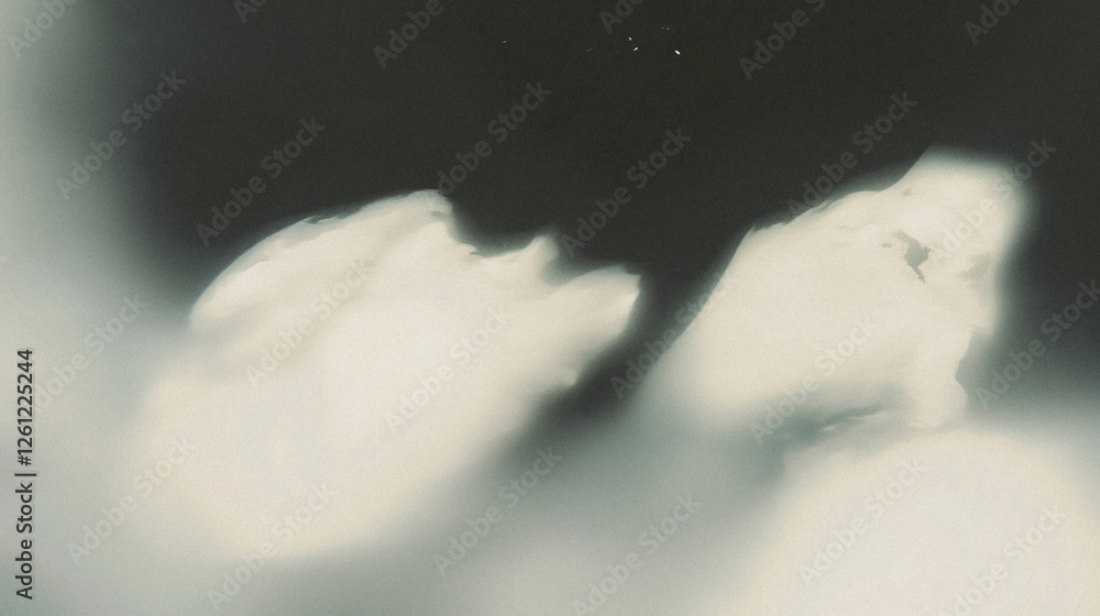 Poster surreal abstract shapes and soft gradient in monochrome aesthetic