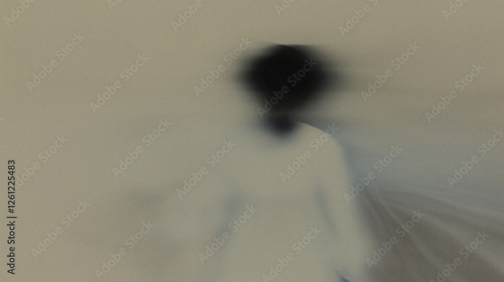 Poster abstract blur dreamy figure in motion with ethereal shadows and hazy background