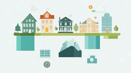 Fototapeta premium Idyllic town houses cityscape real estate property investment