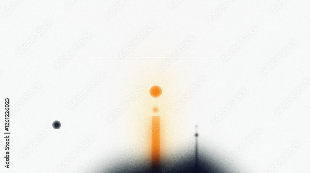 Poster minimalist abstract shapes with subtle orange and black gradient on white background