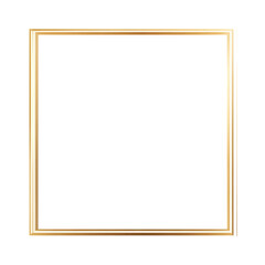 Square gold frame with a minimalist design, ideal for modern decor and displaying art or photos. Isolated on transparent background, png.

