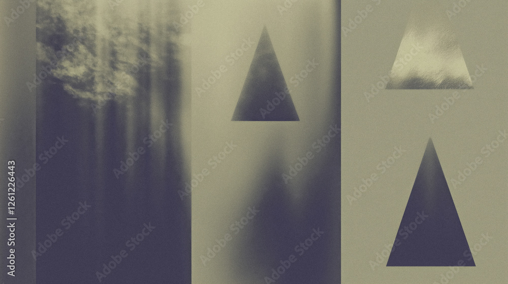 Poster abstract geometric composition with triangular patterns and light effects