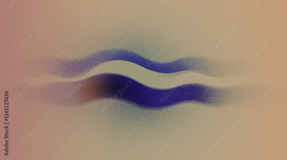 Poster abstract curved wave pattern with gradient colors and fuzzy grain effect
