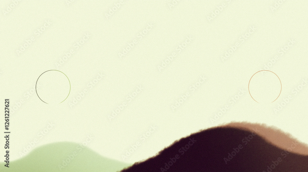 Aufkleber minimalist landscape with abstract circles and soft color gradients