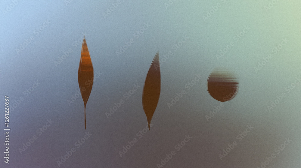 Poster abstract leaf shapes on a soft gradient background
