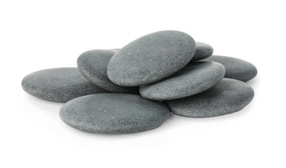 Spa stones isolated on white. Zen and harmony