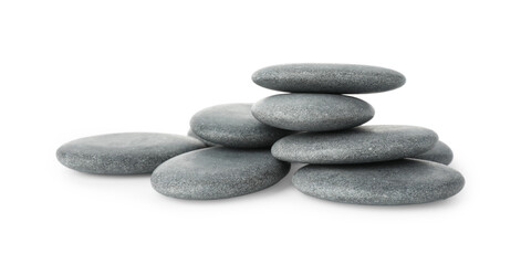 Spa stones isolated on white. Zen and harmony