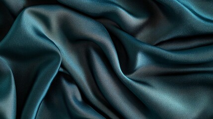 Obraz premium Dark Teal Silk Fabric Draped in Soft Waves