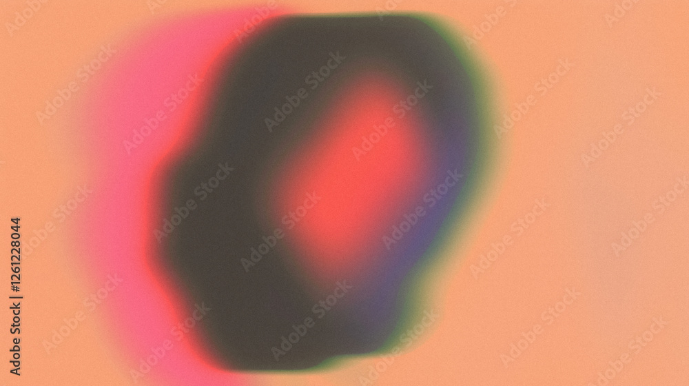 Poster abstract vibrant colorful blurred shape with neon gradient on peach background
