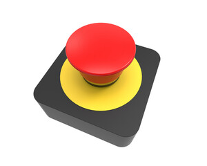 Red emergency stop button isolated on transparent background PNG