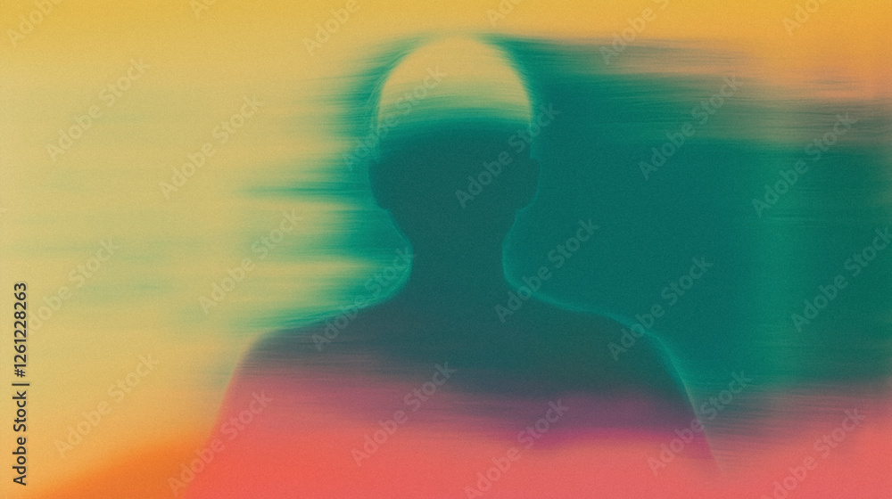 Poster abstract silhouette in vibrant gradient background with blurred effect