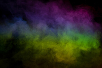 Blue and purple steam on a black background.