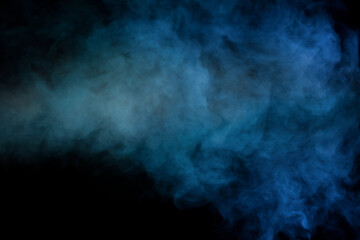 Blue and yellow steam on a black background.