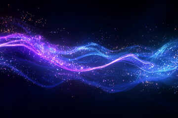 Blue purple wave line light gradient dark background. Digital backdrop of enormous data and abstract technologies. Dynamic rendering