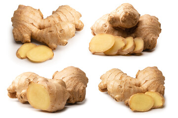 Ginger root isolated on white background.