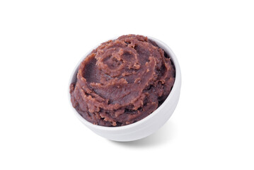 Sweet red bean paste, anko in a bowl on a white isolated background